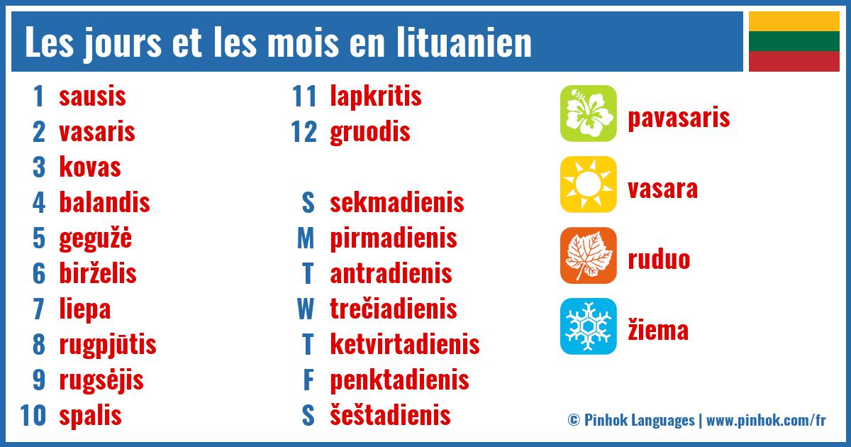 Les jours et les mois en lituanien