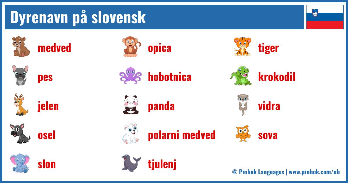 Dyrenavn på slovensk